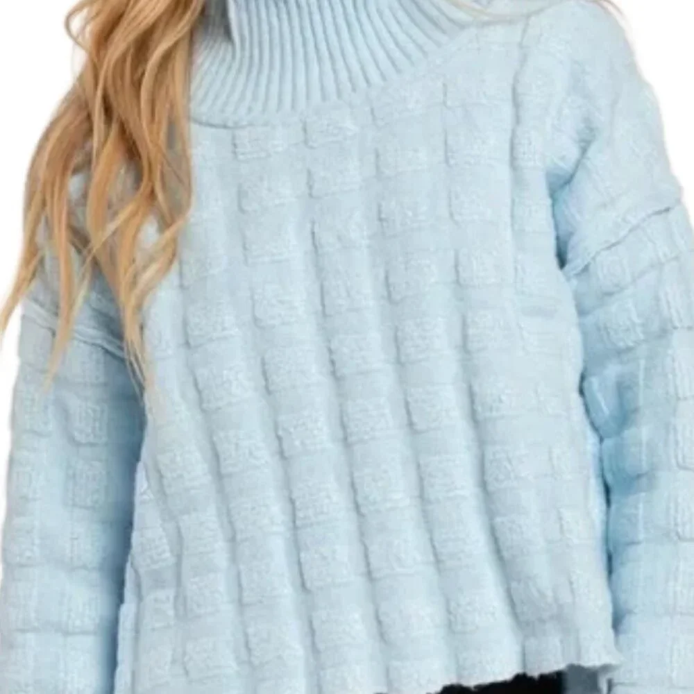 We The Free Soul Searcher Sweater Baby Blue Size Small Petite - Picture 3 of 10